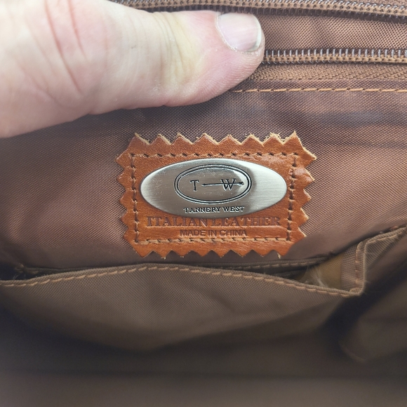 Leather Brown Briefcase / Messenger Bag Vintage 20" X 13" X 10" Tannery West - Picture 8 of 12